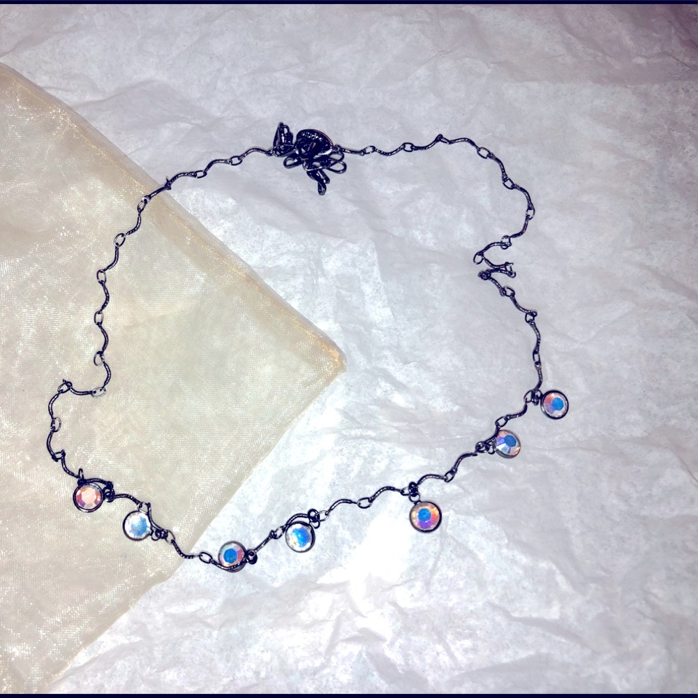Lia Sophia dainty iridescent Crystal necklace